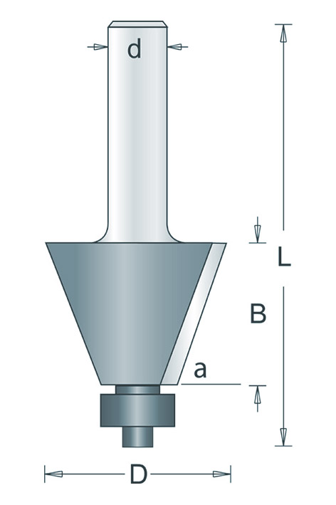 490-8 HM Fasefrees 15° met Onderlager d=6